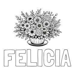 Online Created Coloring Page - FELICIA Coloring Page and Beautiful Bouquet of Flowers Coloring Page