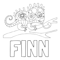 Online Created Coloring Page - FINN Coloring Page and Chameleon Mandala Coloring Page
