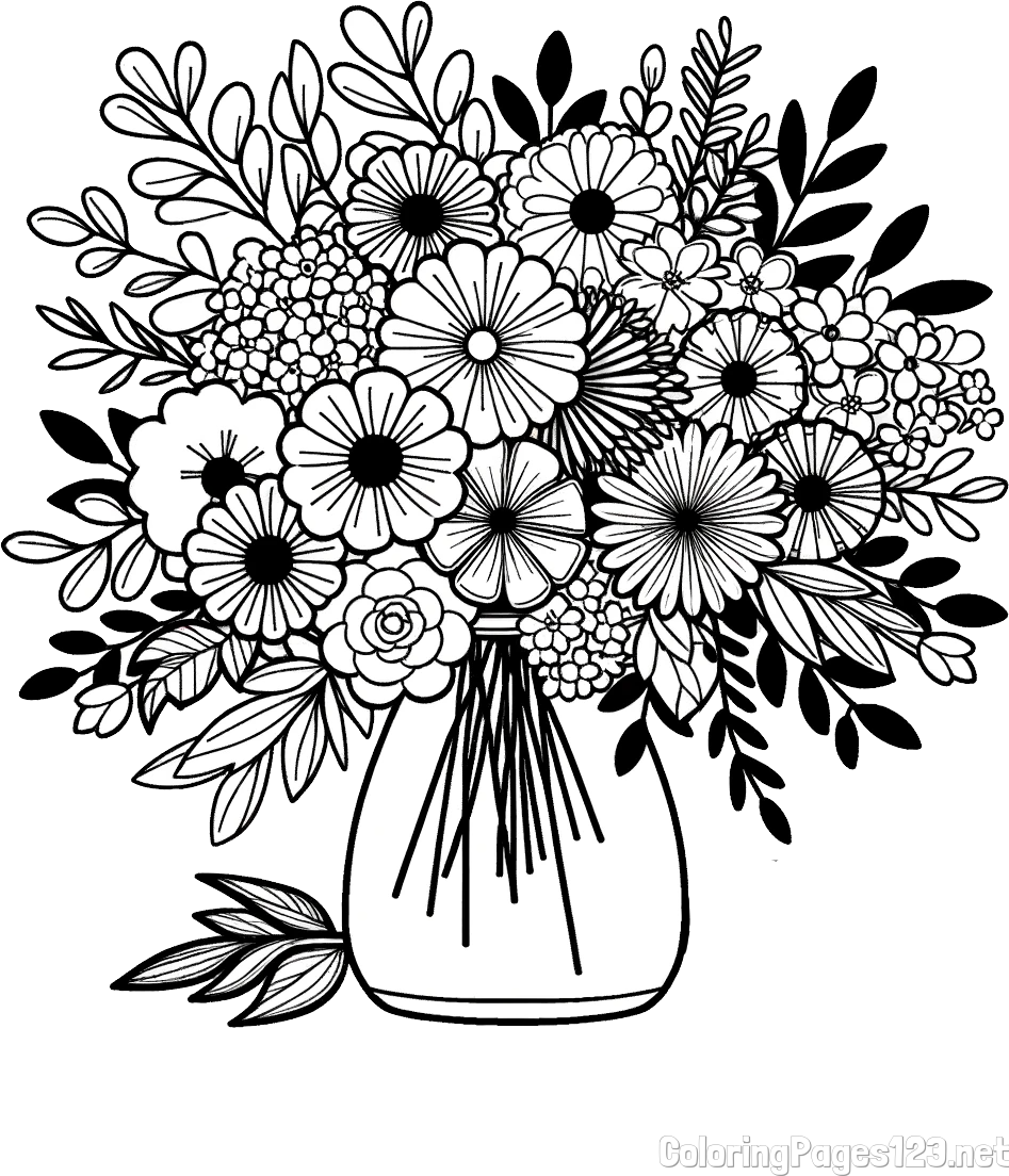 Flower Bouquet Coloring Page