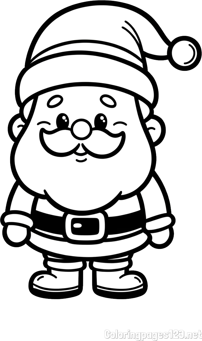 Free and Simple Coloring Page of Santa Claus