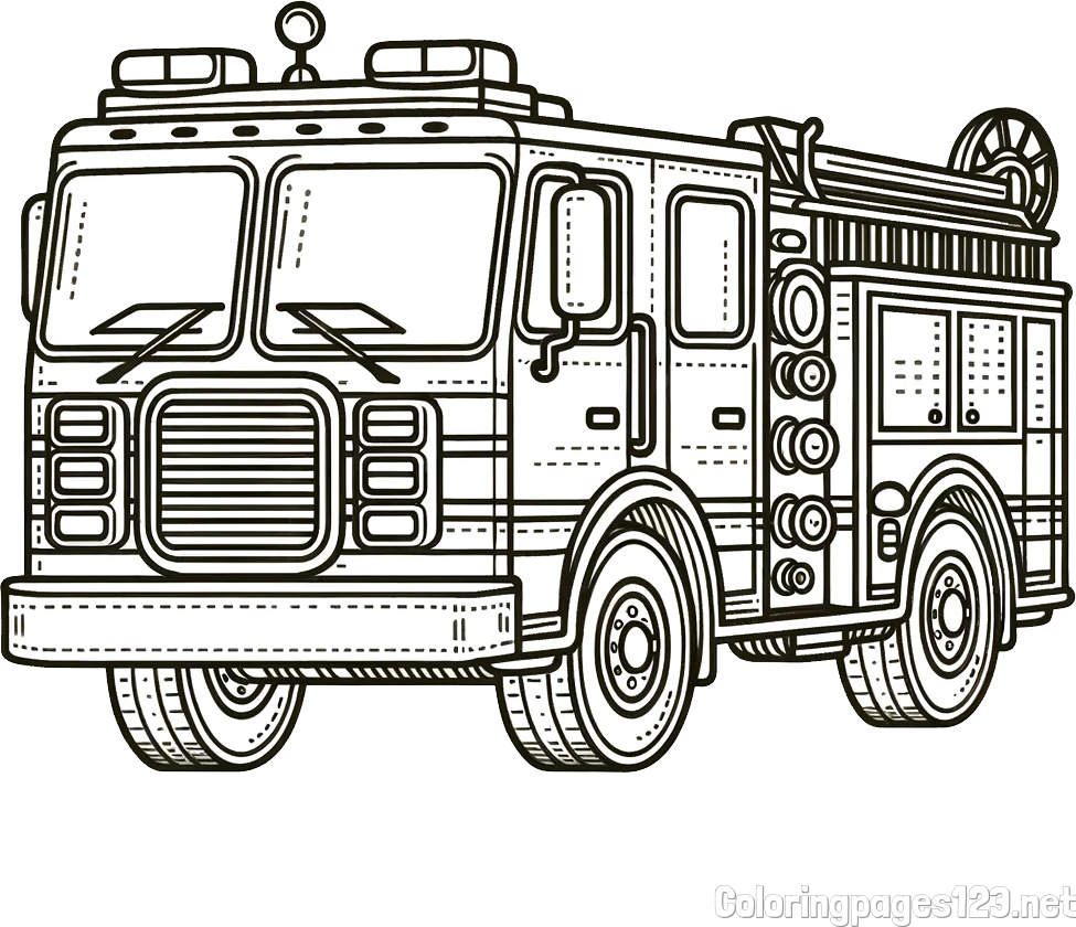 Free Coloring Page of a Big Fire Truck