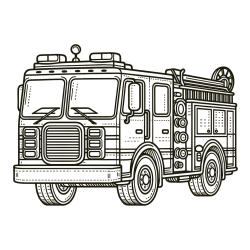 Free Coloring Page of a Big Fire Truck