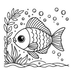 Free Coloring Page of a Cute Fish
