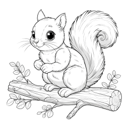 Free Coloring Page of a Squirrel on a Tree Branch