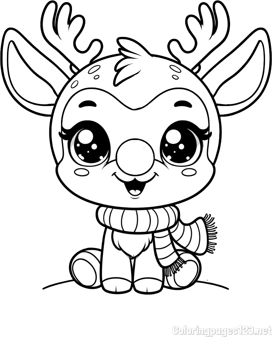 Free Coloring Page of Adorable Rudolph