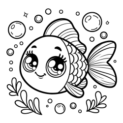 Free Coloring Page of an Adorable Fish