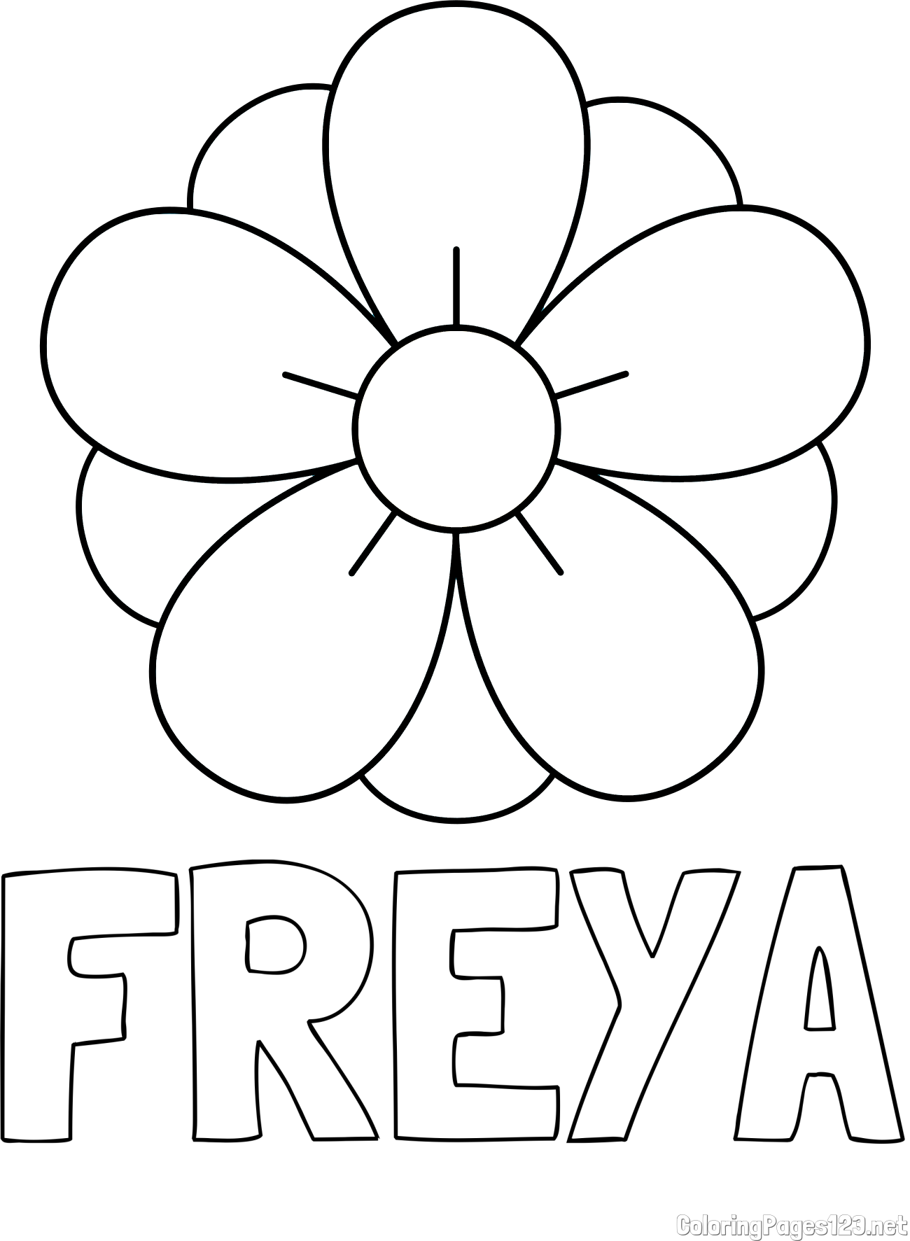 FREYA Coloring Page and Flower Without Stem Coloring Page