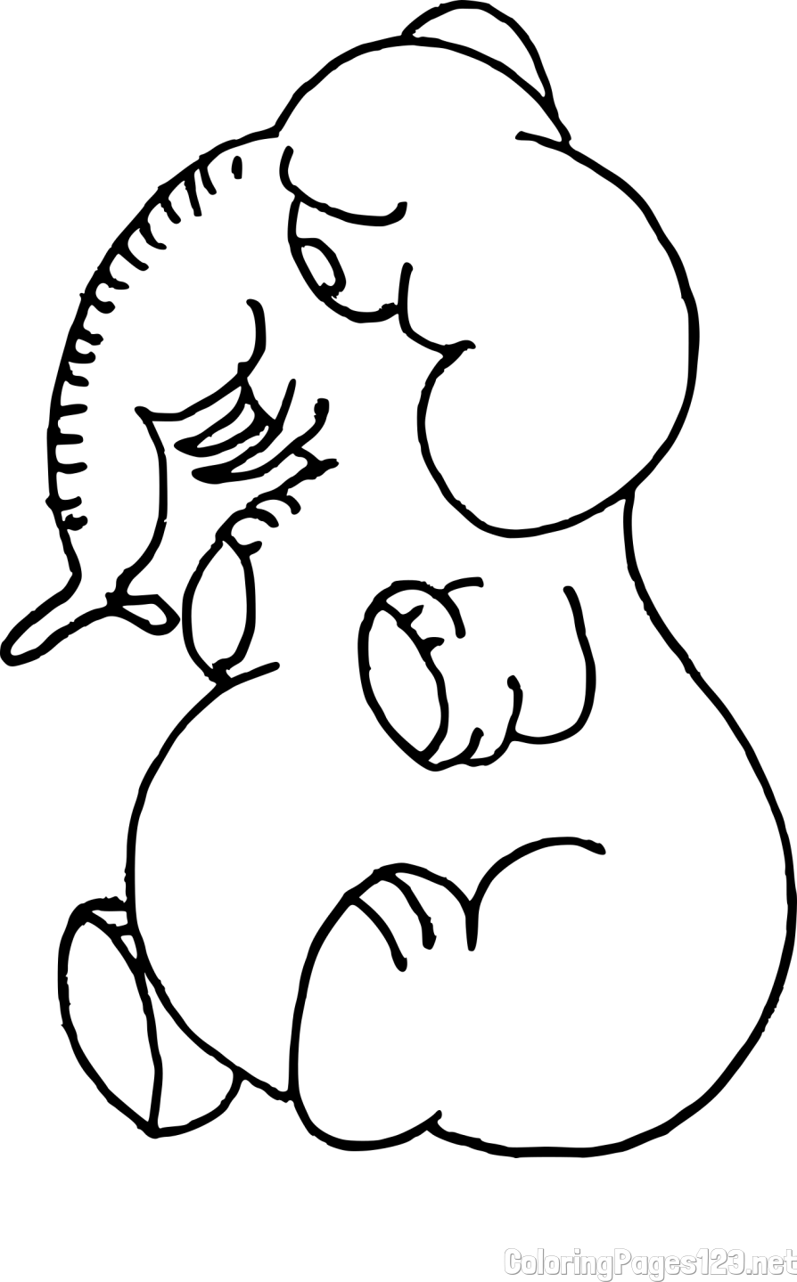 Funny Fat Elephant Coloring Page