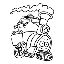 Funny Train Coloring Page for Kids
