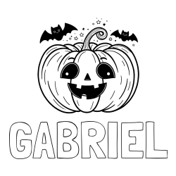 Online Created Coloring Page - GABRIEL Coloring Page alongside Halloween Pumpkin and Bats Coloring Page