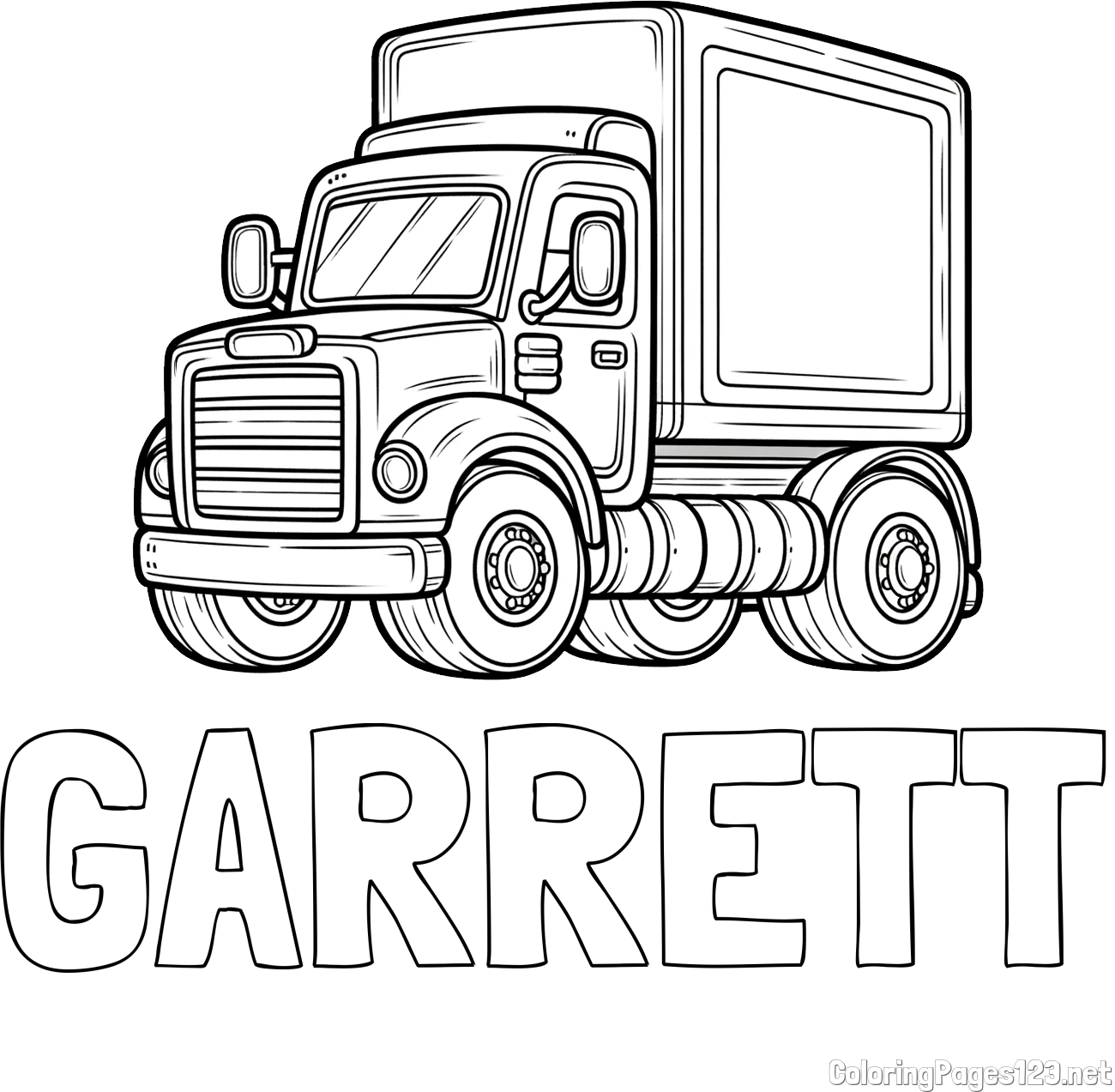 GARRETT Coloring Page and Big Truck Coloring Page
