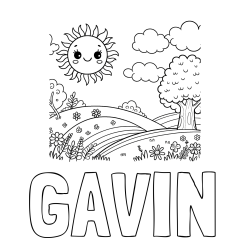 Online Created Coloring Page - GAVIN Coloring Page and Sunny Nature Coloring Page