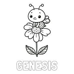 Online Created Coloring Page - GENESIS Coloring Page and Coloring Page of a Cute Bee on a Flower