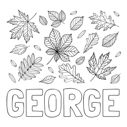 Online Created Coloring Page - GEORGE Coloring Page and Autumn Leaves Coloring Page