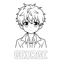Online Created Coloring Page - GEORGE Coloring Page and Coloring Page of a Cute Anime Boy