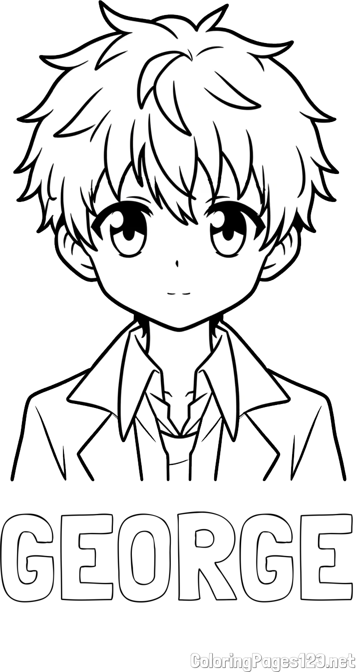 GEORGE Coloring Page and Coloring Page of a Cute Anime Boy