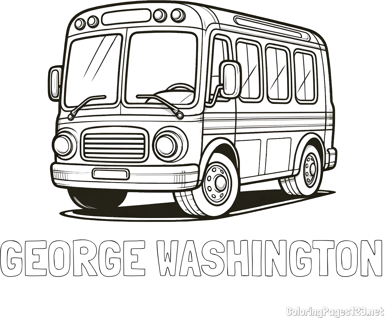 GEORGE WASHINGTON Coloring Page and Coloring Page of a Big Bus