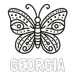 GEORGIA Coloring Page and Butterfly Coloring Page (Simple)