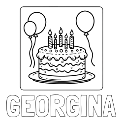 Online Created Coloring Page - GEORGINA Coloring Page and 5th Birthday Cake Coloring Page