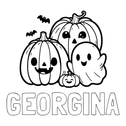 Online Created Coloring Page - GEORGINA Coloring Page and Halloween Pumpkin and Ghost Coloring Page
