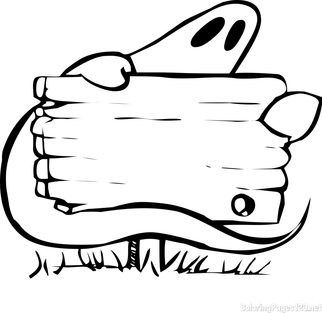 Ghost and Sign Coloring Page for Kids