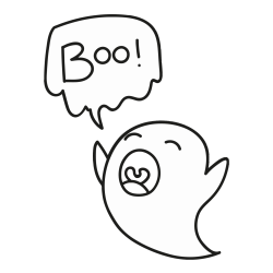 Ghost Saying "Boo!" Coloring Page for Kids