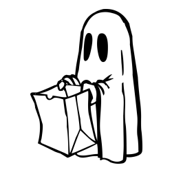 Ghost with a Candy Bag Coloring Page