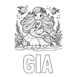 Online Created Coloring Page - GIA Coloring Page alongside Coloring Page of a Cute Little Mermaid