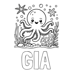 Online Created Coloring Page - GIA Coloring Page alongside Coloring Page of a Cute Octopus in the Ocean