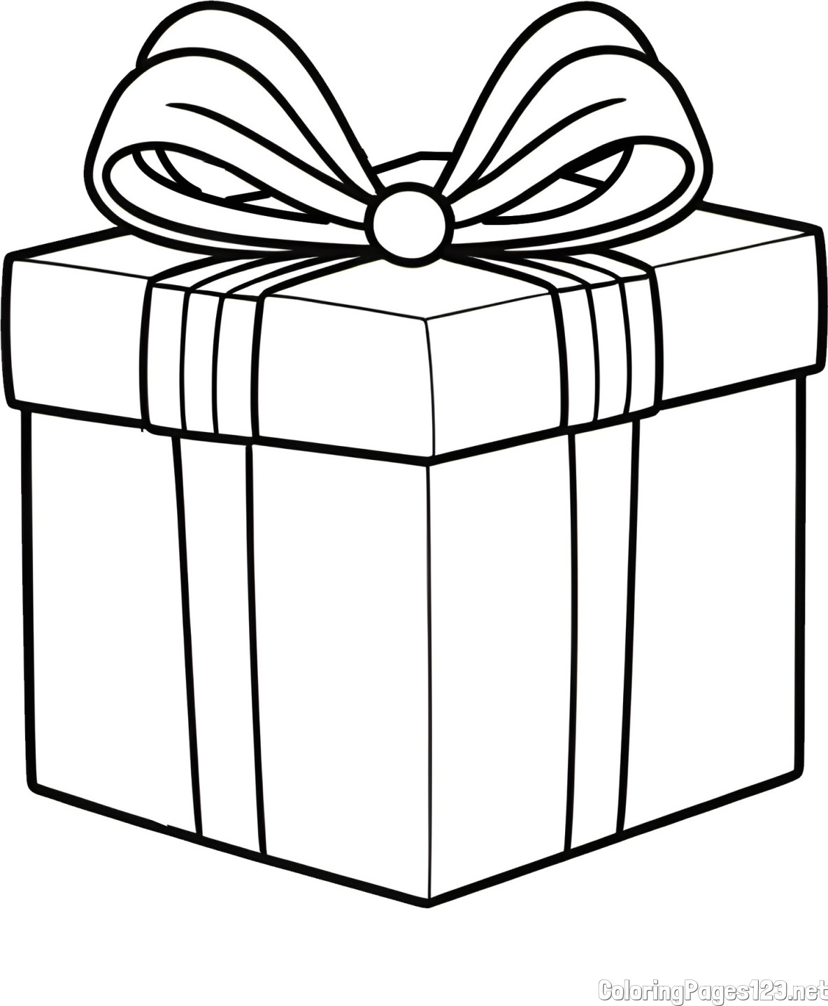 Gift Box with Bow Coloring Page