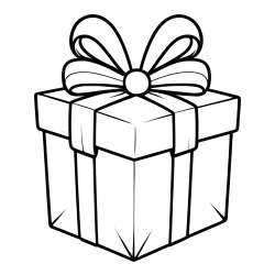 Gift Box with Ribbon Coloring Page