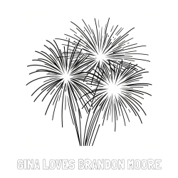 GINA LOVES BRANDON MOORE Coloring Page and Beautiful Fireworks Coloring Page