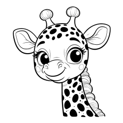 Giraffe Head Coloring Page - Cute and Smiling