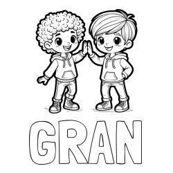 GRAN Coloring Page alongside Coloring Page of Two Boys (Best Friends Forever)