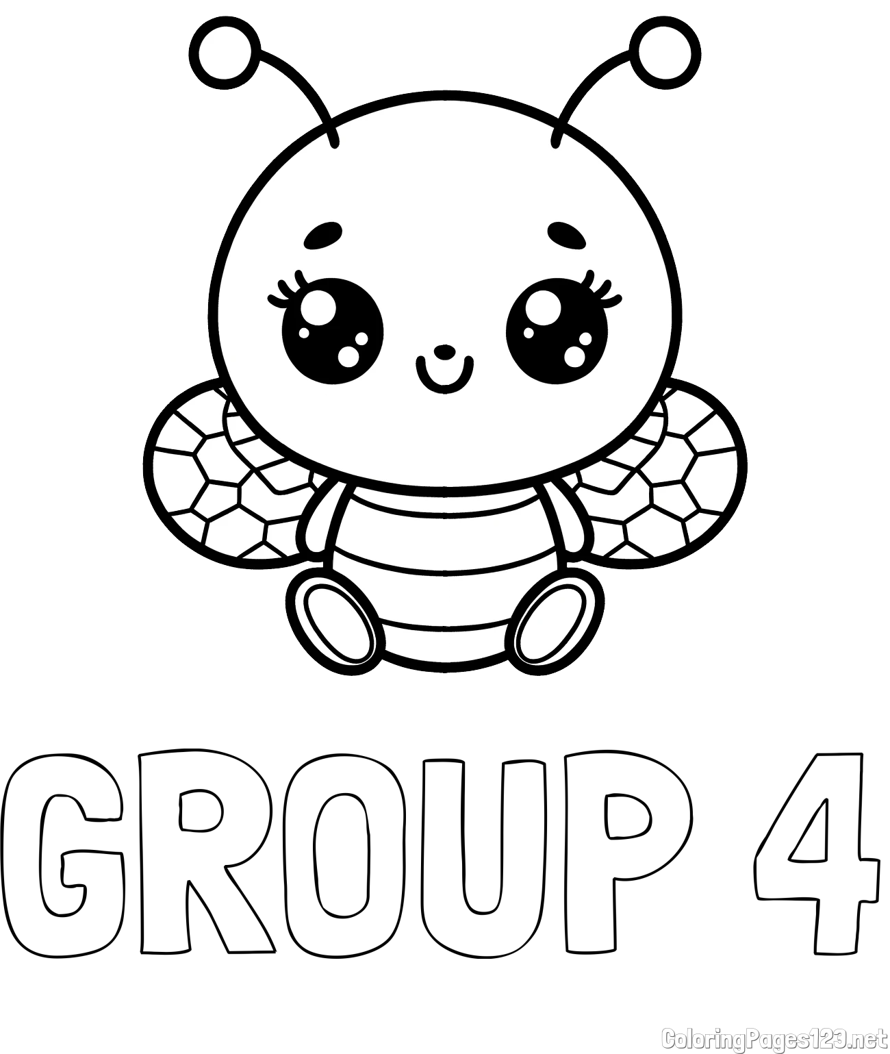 GROUP 4 Coloring Page and Children's Coloring Page of a Cute Bee