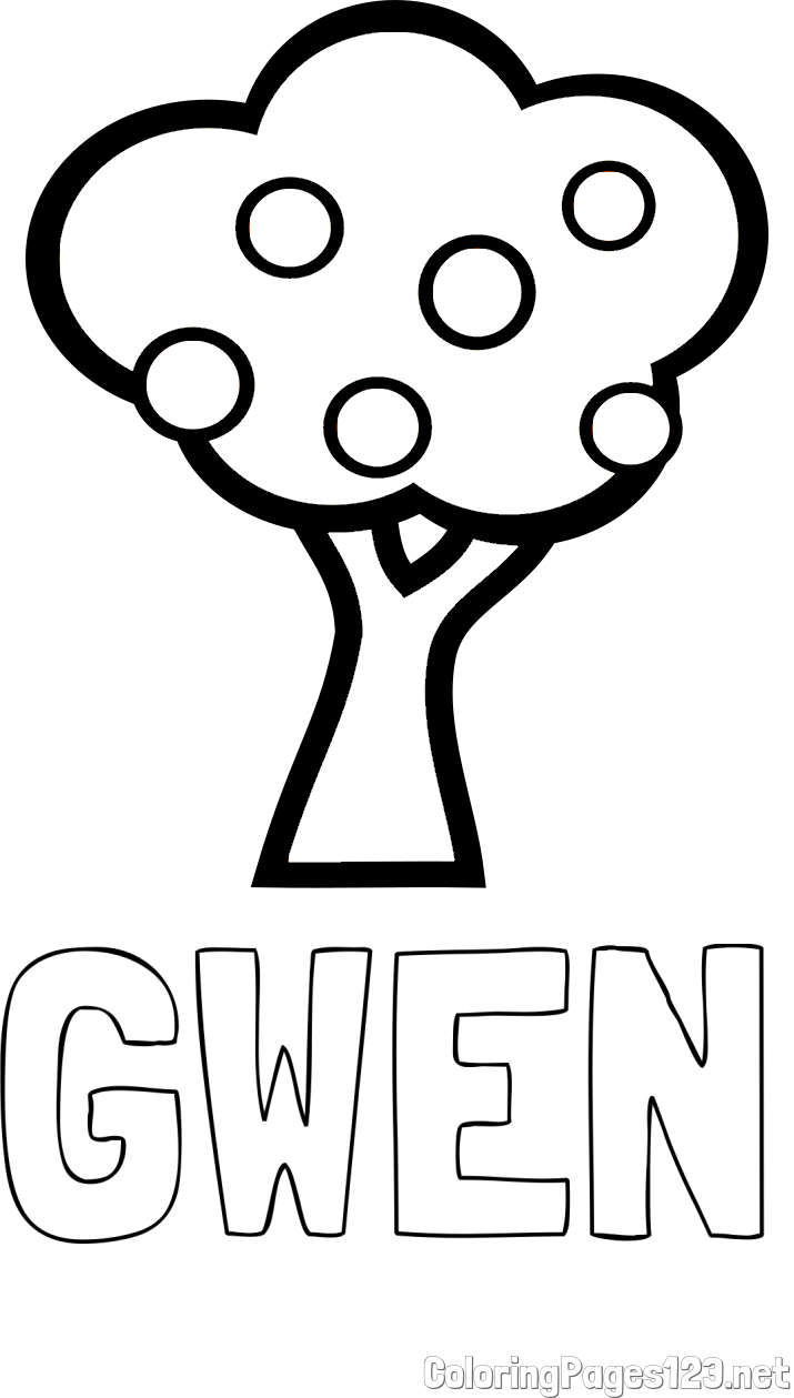 GWEN Coloring Page and Apple Tree Coloring Page