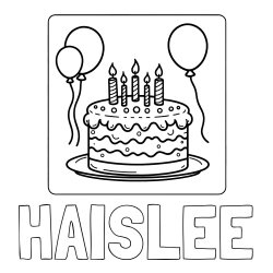 Online Created Coloring Page - HAISLEE Coloring Page and 5th Birthday Cake Coloring Page