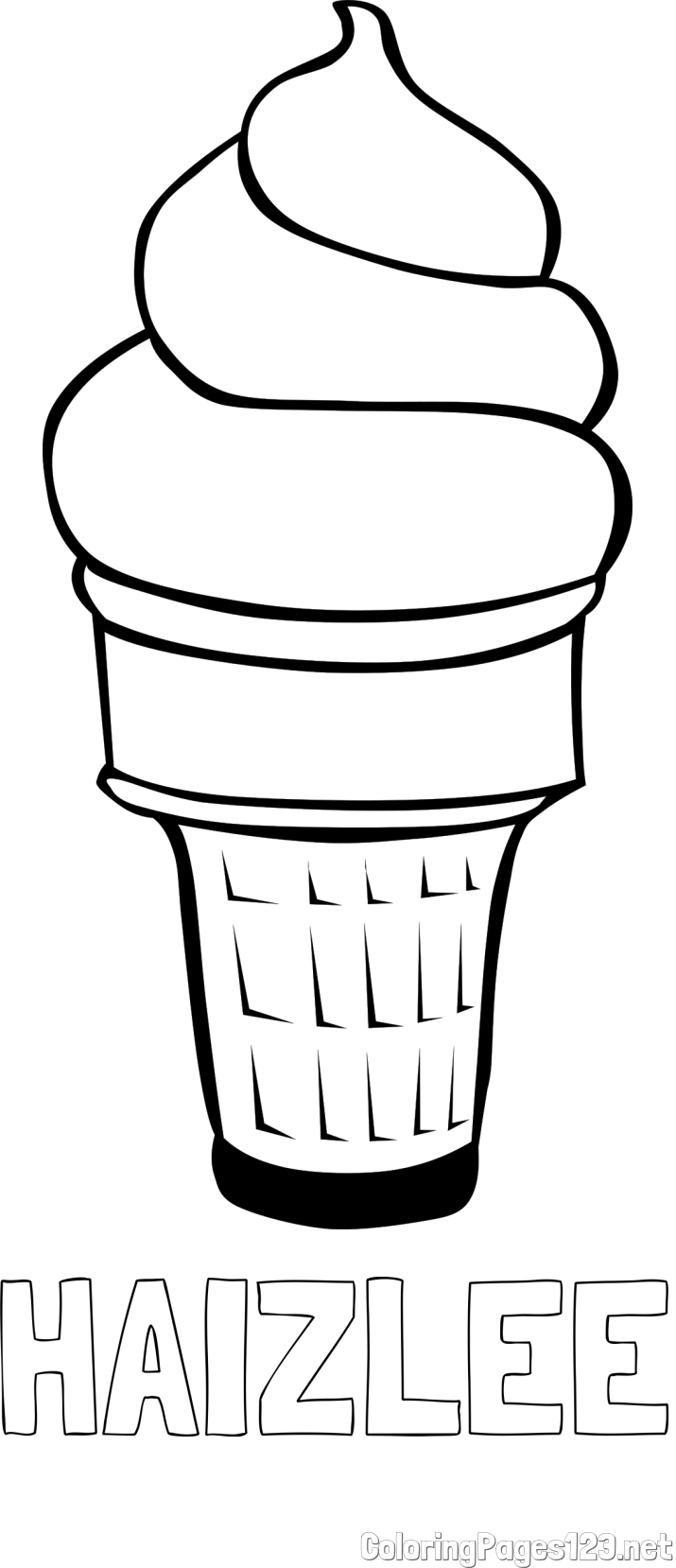 HAIZLEE Coloring Page and Ice Cream Coloring Page