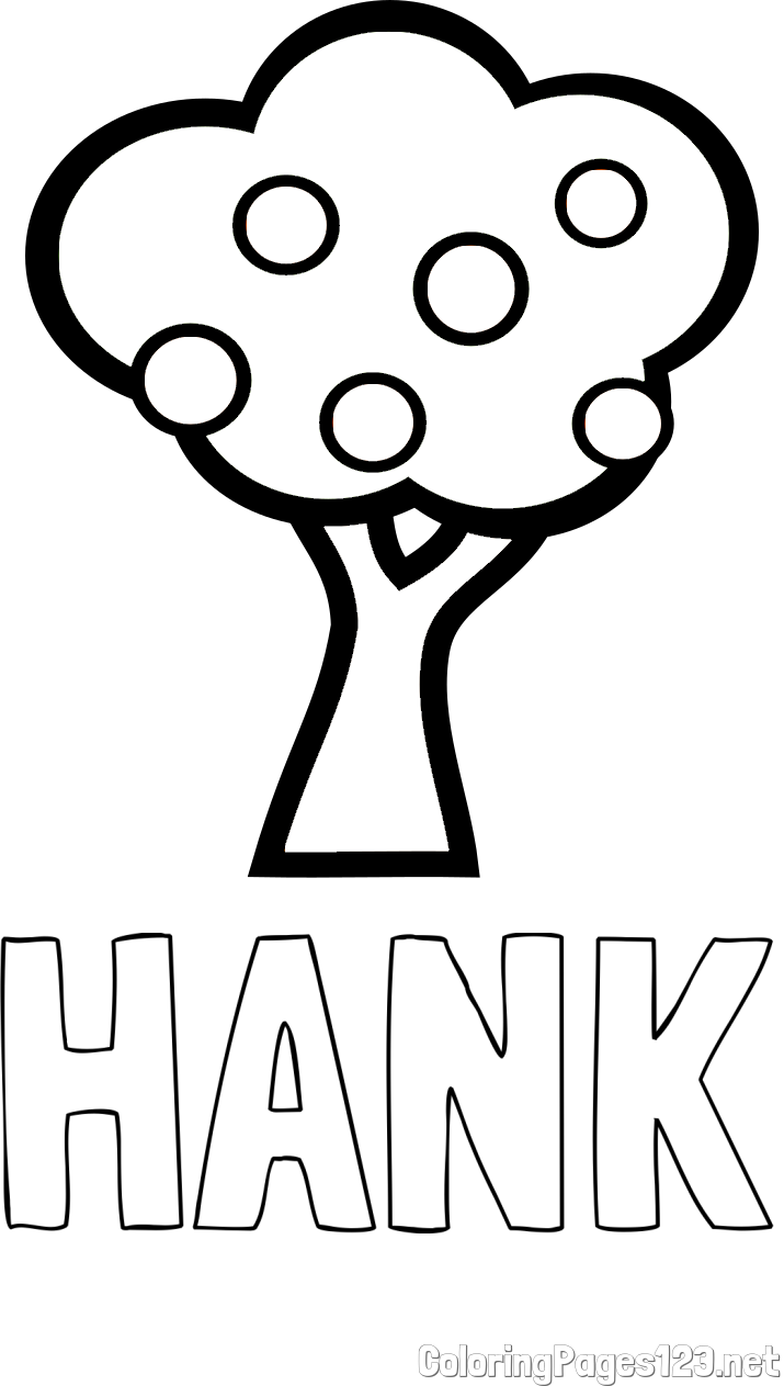 HANK Coloring Page and Apple Tree Coloring Page