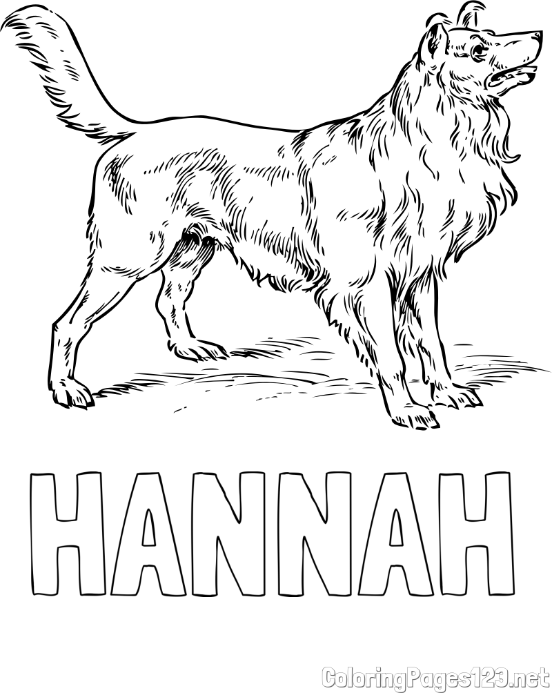 HANNAH Coloring Page and Coloring Page of an Adorable Dog