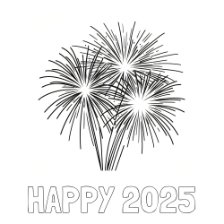 HAPPY 2025 Coloring Page alongside Beautiful Fireworks Coloring Page