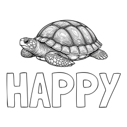 Online Created Coloring Page - HAPPY Coloring Page and Turtle Coloring Page for Adults