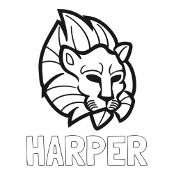 Online Created Coloring Page - HARPER Coloring Page and Abstract Lion Face Coloring Page