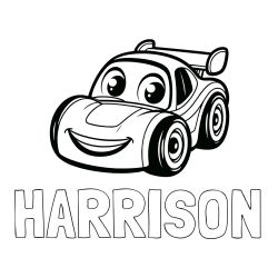Online Created Coloring Page - HARRISON Coloring Page and Children's Printable Coloring Page of a Racing Car