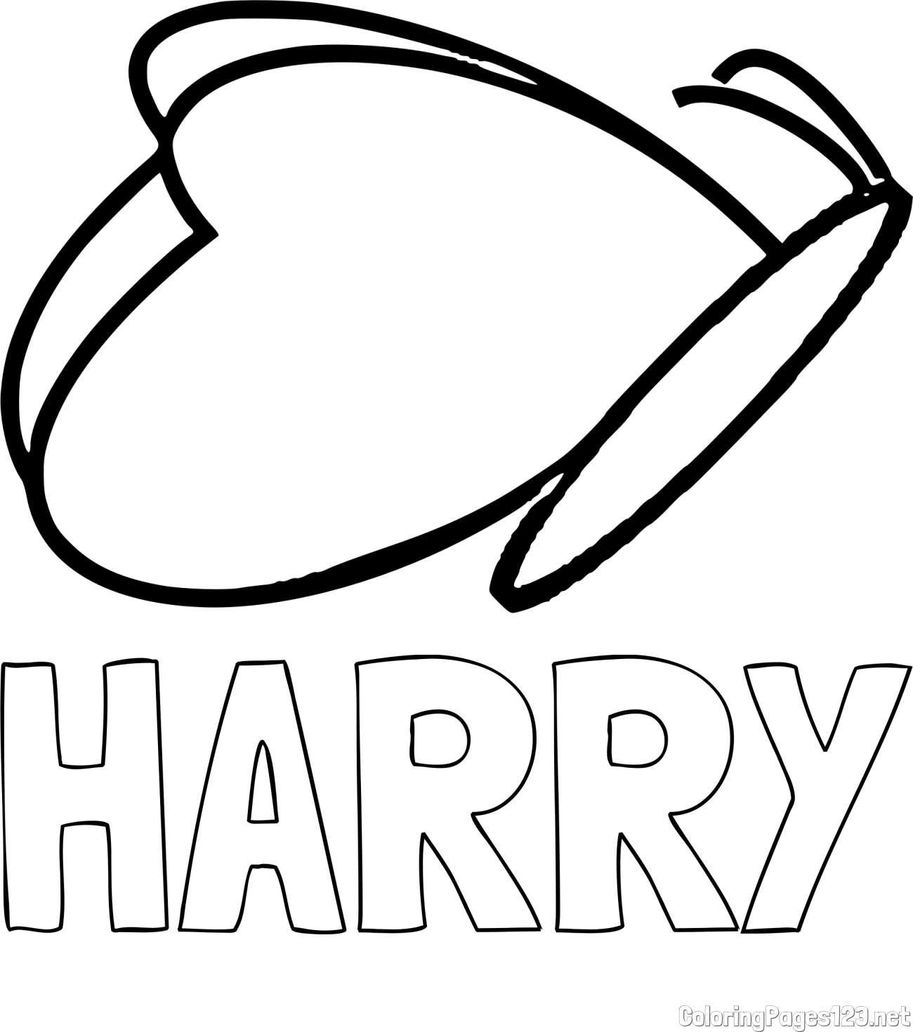 HARRY Coloring Page and Butterfly Coloring Page for Preschool