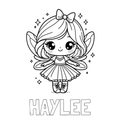 Online Created Coloring Page - HAYLEE Coloring Page and Coloring Page of a Magical Fairy with a Cute Face
