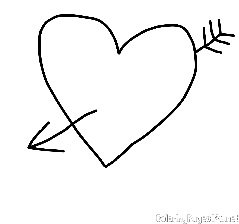 Heart Pierced by an Arrow Coloring Page