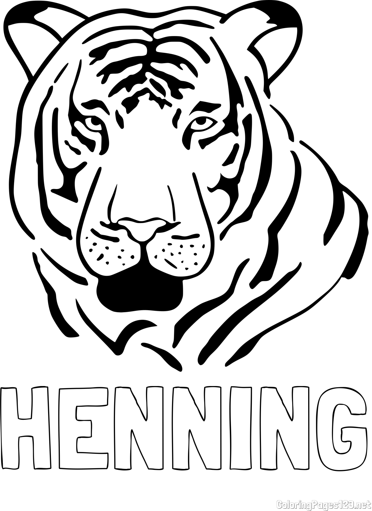 HENNING Coloring Page and Tiger Head Coloring Page