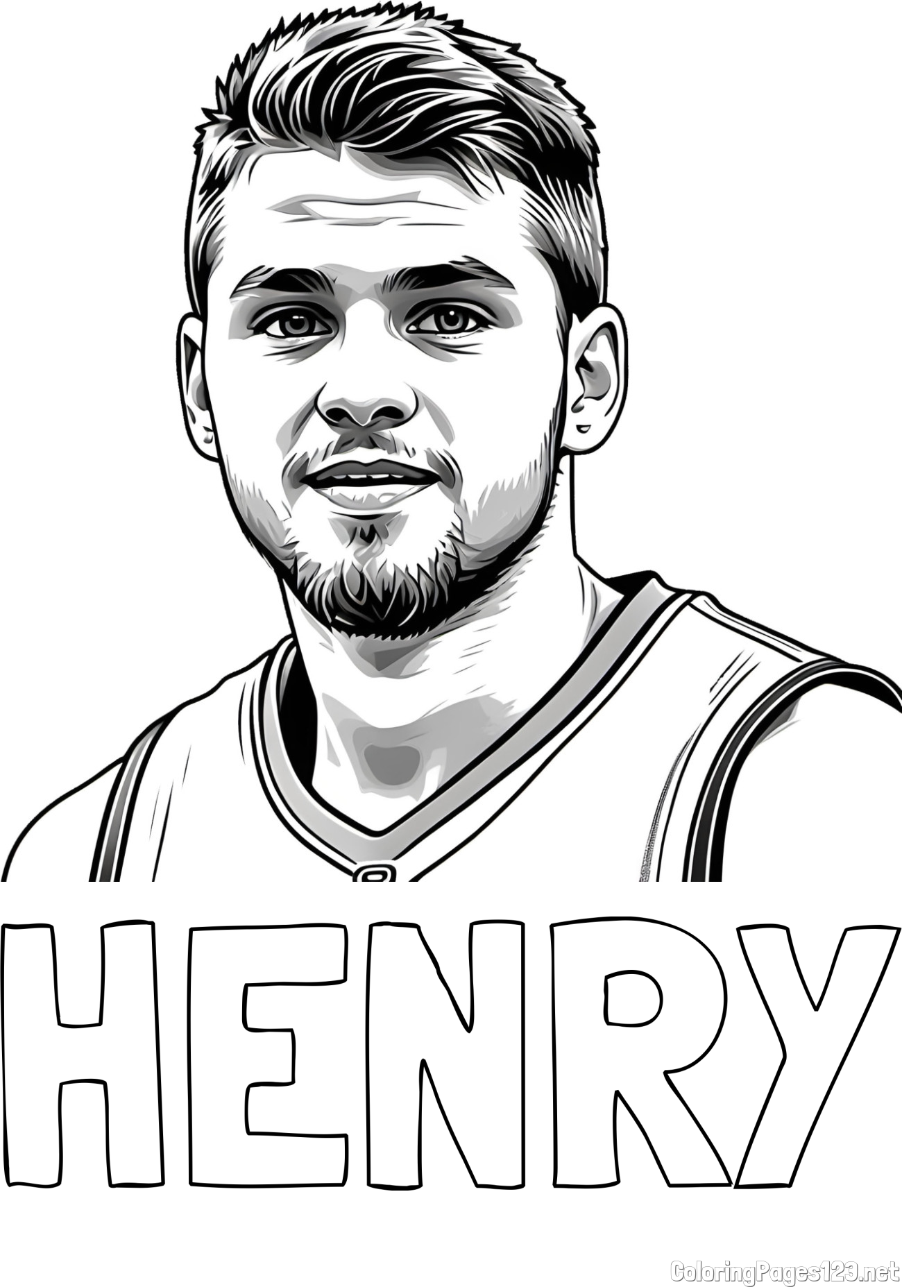 HENRY Coloring Page and Basketball Player Coloring Page