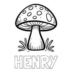 Online Created Coloring Page - HENRY Coloring Page and Coloring Page of a Mushroom